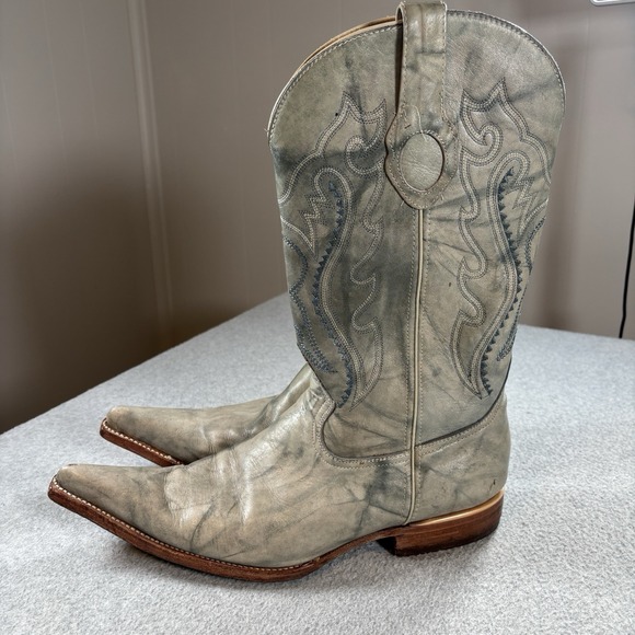 Aguila Real Other - Aguila Real Western Cowboy Boots Mens Size 10 Gray Distressed Leather Square Toe